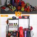 EXTCCT Garage Sports Equipment Organizer with Wheels - Golf Bag Storage Rack and Ball Storage Bins, Heavy Duty Rolling Garage Organizer System with Basket and Hooks for Indoor (Black-Large)