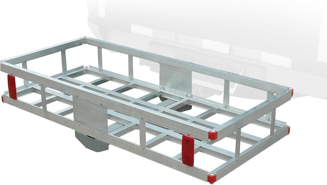 Rockland Aluminum Hitch Cargo Carrier, 500 LBS Capacity, 47.2" x 20.6" x 6.6", Fits 2 Receiver, Silver, Trailer Hitch Mount for RVs, Pickups, Trucks, Cars, Vans, ATVs, UTVs, SUVs