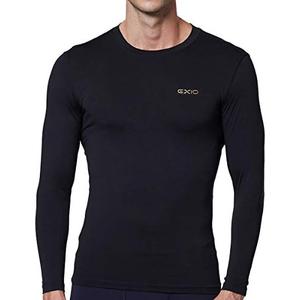 EXIO Mens Compression Baselayer Top Cool Dry Long & Short Sleeve Workout Shirt Black Medium(US)