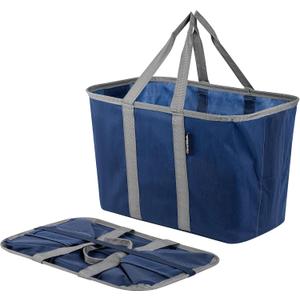 CleverMade Collapsible Totebags (Blue/Gray - Ecobasket - Pack of 1)