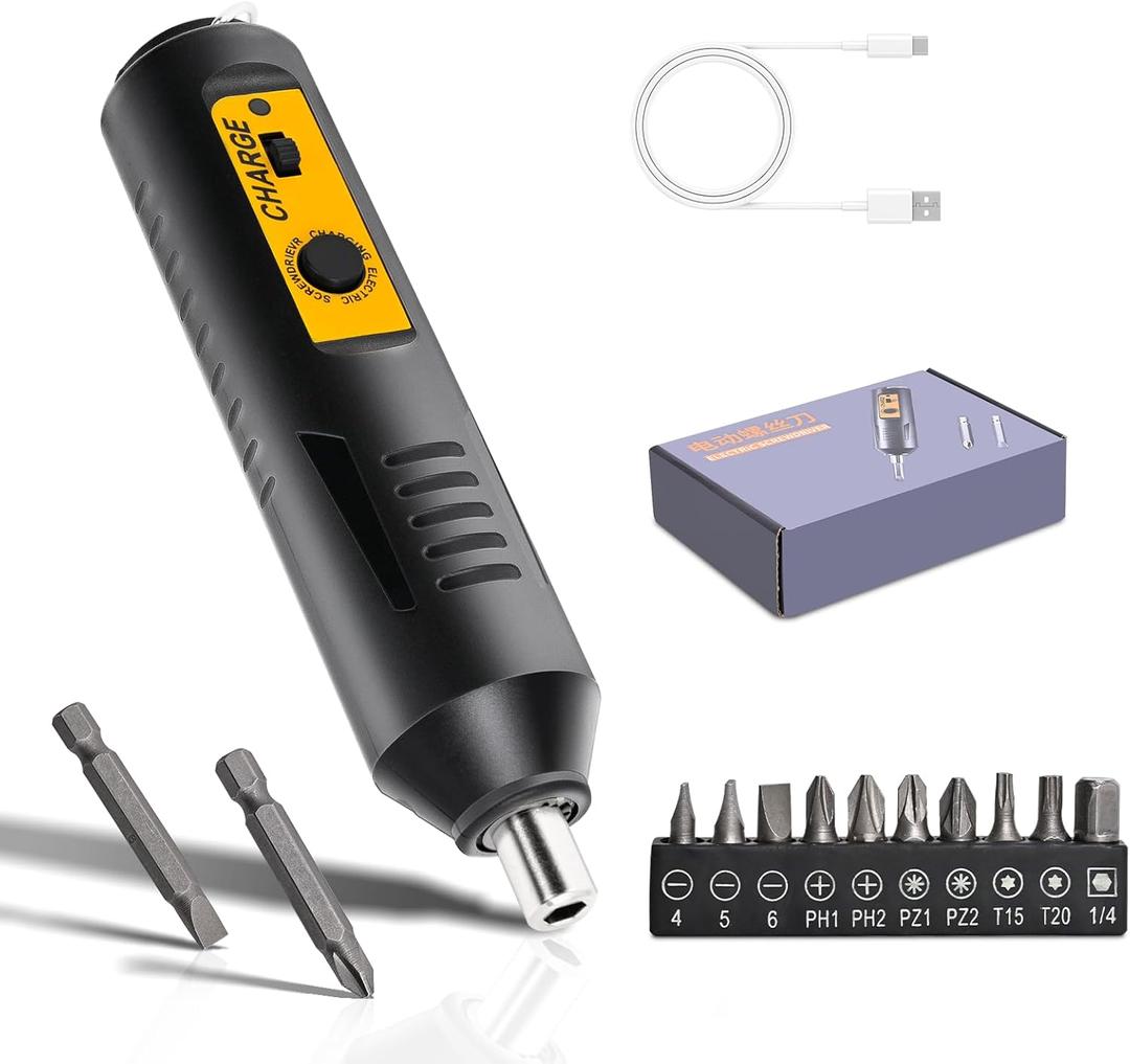 Cordless Screwdriver Rechargeable  Compact Battery Operated Electric Screw Driver with Magnetic Bits, Type-C Charging, 12 Bits & Storage Box  Small Power Screwdriver for DIY & Repairs