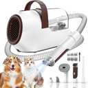 Dog Grooming Vacuum, Dog Grooming Kit with Pet Clipper Nail Grinder, 3 Suction Modes Dog Brush Vacuum with 6 Pet Grooming Tools(Camel)