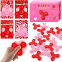 24 PCS Mini Fidget Spinner Toys with Cards, Bulk Stress Fidget Toys for Kids Classroom Treasure Box, Birthday Party Favors Goodie Bag Stuffers, Carnival Prize (Red+Pink)