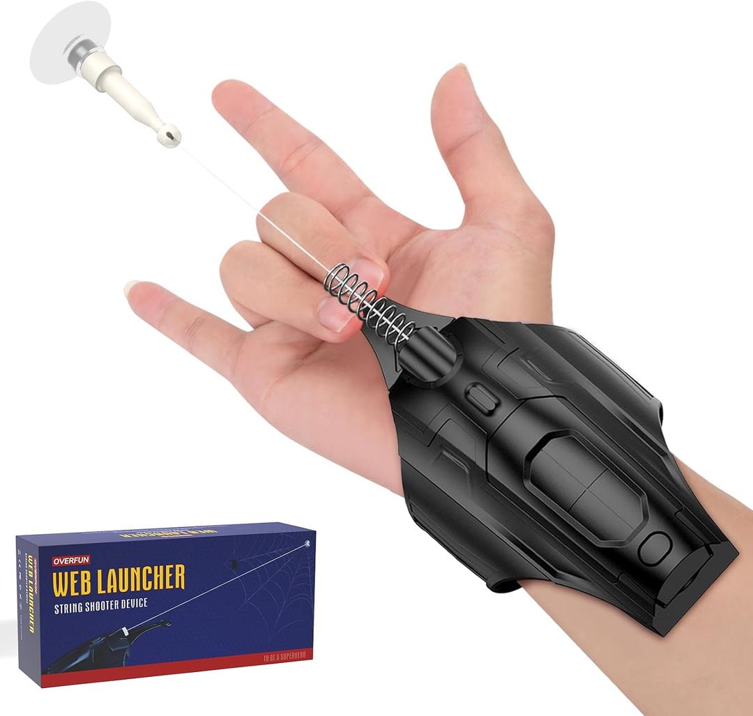 OVERFUN Web Launcher String Shooters Toy Upgrade 3.0, Cool Gadgets Spider Real Silk Superhero Role-Play Fun Toys Great Gift for Teens Black