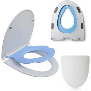 MinSha Elongated Toilet Seat with Child Seat, Soft Close, Quick Release