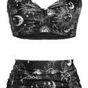 Holipick Women High Waisted Bikini Set Two Piece Swimsuit Tummy Control Bathing Suit Vintage Halter Swimwear (18 Plus, Black Sun Moon)