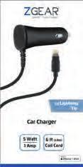 ZGEAR Fast Charge Car Charger for Lightning Tip and USB C