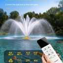 Pond Fountain Aerator with RGB Lights, 1HP 15000 GPH Floating Fountain Pump for Pond & Lake, APP & Remote Control, 110V 750W Water Circulation System, 100FT Cord, 2 Spray Patterns, Timer