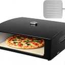 Grill Pizza Oven Kit with Cordierite Stone, Portable for Gas&Charcoal Grill | Includes cordierite stone & pizza peel. Fits gas & charcoal grills,Outdoor pizza oven kit for homemade pizzas, portable