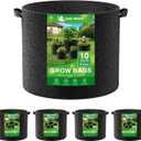 Land Guard 4-Pack Fabric Grow Bags 10 Gallon, Thickened Nonwoven Garden Pots, Growing Bags with Handles, Black