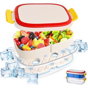 Serving Tray with Ice Packs, 9.45" Lightweight Platter for Outdoor Parties Includes Removable Compartments for Fruit Preservation