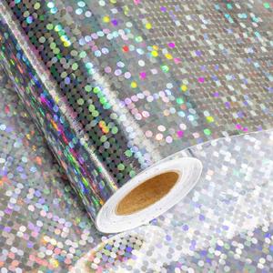 Merture 17 In X 32.8 Ft (46.5 sq.ft.) Holographic Wrapping Paper Roll, Silver Dots Gift Wrap for Disco Party, Wedding, Birthday, Christmas, Bridal Shower, Father's Day, Graduation