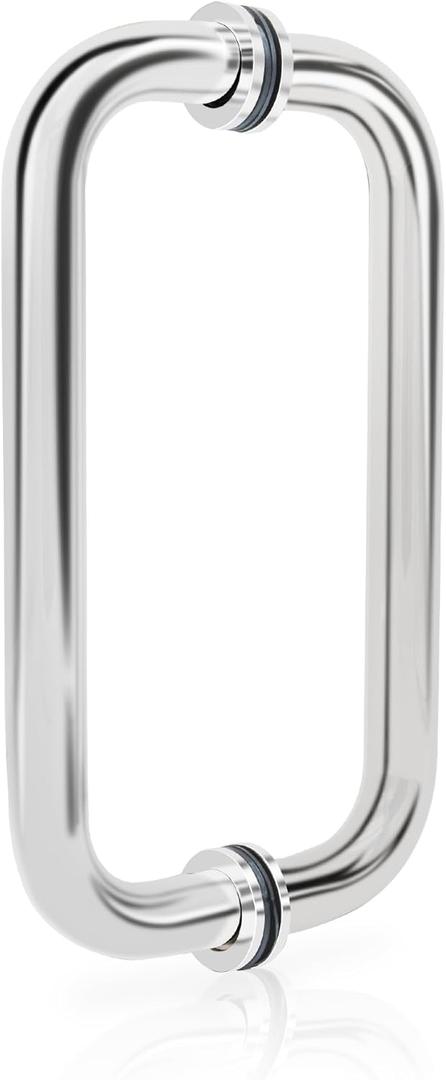 CKB 8" Shower Door Handle, Shower Glass Door Pull Back to Back Handle Compatible with 1/4" to 1/2" Thickness Glass for Frameless Shower Doors, Chrome Finish with 304 Stainless Steel