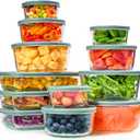 24pc Set Glass Food Storage Containers & Bowls with Airtight Lids - Leakproof BPA-Free Meal Prep Airtight Stackable Lunch Boxes, Kitchen Pantry & Storage Organizers - Microwave Freezer Dishwasher Safe