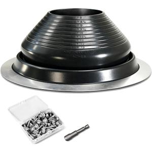 #8 Epdm Metal Roof Vents Roof Pipe Flashing Boot, Flexible Roof Chimney Flashing Roof Jack for Pipe OD 7" to 13", Screws & Hex Socket Included, Black/ 1 Pcs