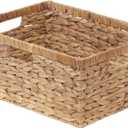 StorageWorks Extra Large Wicker Baskets for Organizing, Water Hyacinth Storage Basket with Built-in Handles, 1 Pack