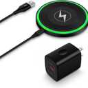 Android Wireless Charger Fast Charging Pad for Motorola Edge/Razr 2025 2024,Moto G Stylus/Power 2025,Razr 50 Ultra,Wireless Samsung Phone Charger Station 15W for Galaxy S24/S23/S22 with QC Adapter (Black2)