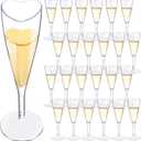 FillTouch 24 Pcs Heart Shaped Champagne Flutes Wedding Plastic Goblet Cups 4.4oz Disposable Toasting Glasses Wine Cups for Galentine Bachelorette Wedding Bridal Shower Party(Clear, Transparent)