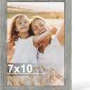 Hongkee 7x10 Picture Frame, Made of Real Glass and Wooden Frame, Horizontal and Vertical Display for Wall or Tabletop (Grey, 1 Pack)