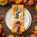 12 Pcs Thanksgiving Maple Leaf Pumpkin Wooden Plate Decor Grateful Wood Cutouts Fall Autumn Thankful Blessed Favour Gather Party Place Card Table Settings Signs for Farmhouse Dining Table (Large)