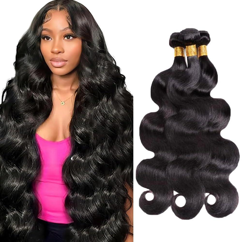 Human Hair Bundles Natural Black Body Wave Bundles Human Hair Extensions 10A Brazilian Virgin Body Wave Human Hair 3 Bundles 24 26 28 Inch