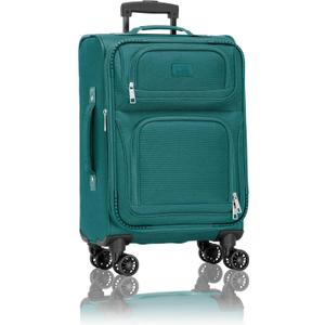 U.S. Traveler Rio Lightweight Softside Rolling Carry-on Suitcase, 4-Wheel Single, Teal, 22"