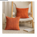 Home Brilliant Burnt Orange Pillow Covers 18x18 Square Solid Thanksgiving Decorative Throw Pillow Covers Soft Plush Corduroy Pillowcases for Living Room Bedroom, Set of 2, 18 x 18 inch, Orange