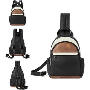 CLUCI Sling Bag for Women Leather Women's Backpack Small Convertible Backpack Purse Crossbody Bag for Travel (0-5 Black With Brown)