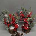 Small Christmas Tree Tabletop Artificial Mini Christmas Tree Decorations with Holiday Ornaments Red Berry Pine Cone Greenery for Home Indoor Fireplace Mantel Xmas Decor (2pcs -Tree Stump-Red)