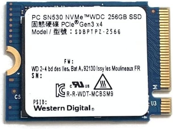 Western Digital 256GB SSD M.2 2230 30mm PC SN530 NVMe PCIe 3.0 Gen3 x4 SDBPTPZ-256G Solid State Drive for Surface Pro Steam Deck Dell HP Lenovo Ultrabook Tablet