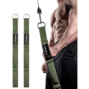 MANUEKLEAR Tricep Rope Cable Attachment Handles, Greater Range of Motion, Tricep Pull Down Rope for Push Downs, Crunches, Facepulls for Professional Gym (Green 2pcs)