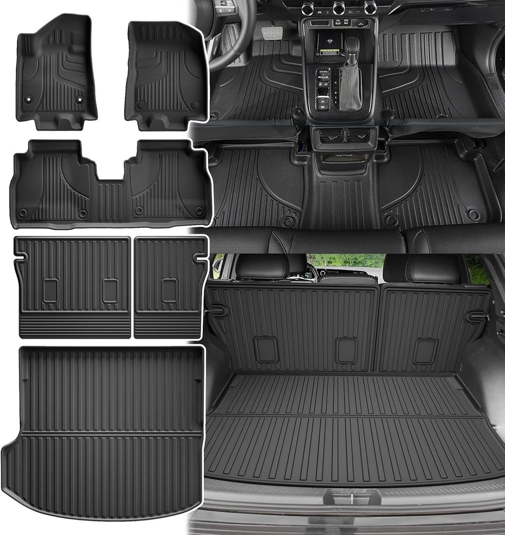AOMSAZTO Floor Mats and Cargo Liner and Backrest Mat for Chevy Equinox EV 2024 2025 2026 (Not for Fuel) - 1st and 2nd Row All Weather Protection Car Liner for Chevrolet Equinox Accessories