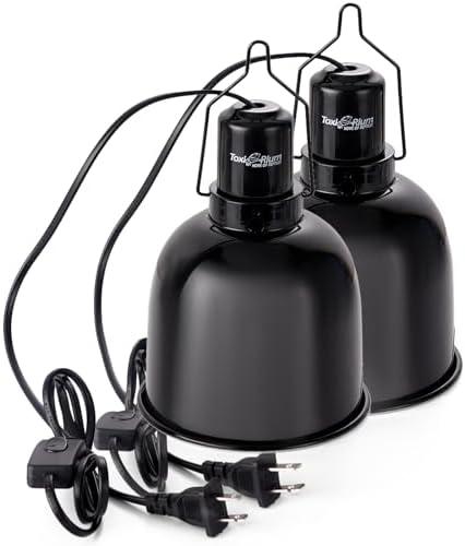 ToxiRium Reptile Light Fixture, 1 Pack 5.5-Inch Deep Dome Lamp Caps with Optical Reflection Cover, Heat-Resistant Design for Reptile Enclosures, Terrariums, and Amphibian Habitats., Black