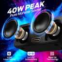Monster S180 Bluetooth Speaker, 40W Wireless Speaker with 28H Playtime, Stereo Sound, Bluetooth 6.0, Support AUX, TF, Wireless Stereo Pairing, IPX6 Waterproof Speaker for Home, Outdoor