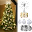 Sumind 33 ft Christmas Tree Ring Lights with Hanging Christmas Ball Ornaments and Silver Starburst, LED String Lights DIY Xmas Tree Star Topper for Holiday Winter Xmas Party Decor Supplies