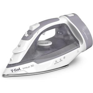 T-Fal Virtuo Steam Iron for Clothes with Retractable Cord, Portable Iron and Steamer for Clothes, Ceramic Nonstick Soleplate, 1500 Watts, Anti-Drip, Auto-Off, Scratch Resistant, Grey