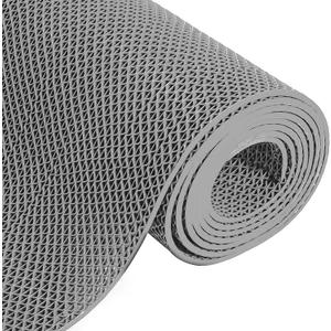 Drainage Mat 3x16 Ft 0.22 Thick PVC Commercial Floor Mat Non Slip Pool Mat S-Shaped Shower Floor Heavy Duty Roll for Wet Area Kitchen Hotels Bars Bathroom Patio Outdoor Indoor Rug (Gray, 3x16 Ft) (Grey)