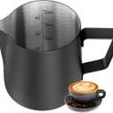 HULISEN 6.8oz/200ml Milk Pitcher, Stainless Steel Espresso Latte Steaming Frothing Pitcher, Coffee Milk Frother Maker, Pour Cup