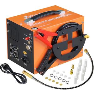 TOAUTO A1X-PRO PCP Air Compressor,4500Psi 30Mpa, Wire Spool Portable Design, Built-in Converter, Water/Oil-Free, One Button Start, Bursting disc, by 110V AC or 12V Car Battery (Manual Stop Version) (Czba1xpro-hand-us)
