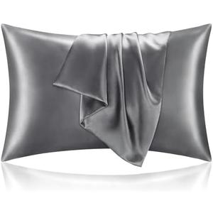 BEDELITE Satin Pillowcase for Hair and Skin, Super Soft and Cooling Similar to Silk Pillow Cases 2 Pack with Envelope Closure, Gift for Women Men(20"x30" Queen Size, Dark Grey)