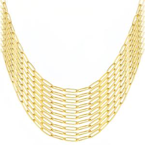 Gold Paperclip Chain Necklace for Women 10pcs 18inch 3X9mm Gold Chains for jewelry Making Stainless Steel Filled 18K Gold Plated Chains Bulk Adjustable Link Chains