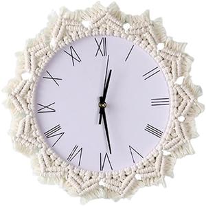 Wall Mounted Silent Clock Wall Hanging Non-Ticking Quartz Clock Home Ornament for Living Room Studio School (Round Roman)