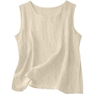 Lyocell Linen Tops for Women Summer Trendy Casual Tank Tops Comfy Lightweight Loose Womens Sleeveless Tops Shirts
