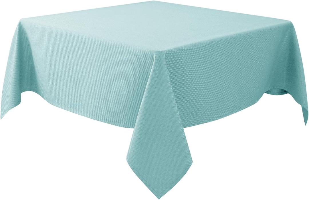 Biscaynebay Square Tablecloth 54x54 Inch-Auqa Blue Card Fabric Table Cover-Small Folding Table Cloths Linen Water Resistant for Kitchen Dining Picnic Patio Outdoor Party Restaurant Tables