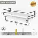 Forbena White Floating Shelves for Bathroom Organizer Over Toilet, Bathroom Shelves Wall Mounted with Towel Rack, Corner Wall Shelf for Bedroom Decor Kitchen Storage (White-Dark Grey, Set of 2)