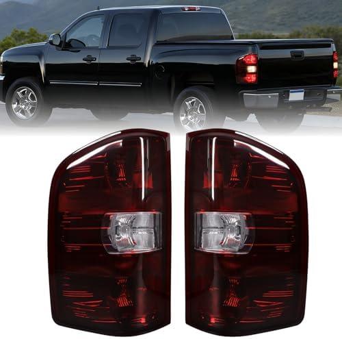 MAYELLO Smoked Red Tail Lights w/Bulbs Compatible with 2007-2013 Chevrolet Silverado 1500, 2007-2014 Chevy Silverado 2500 3500 Single Rear Wheel, Plug & Play Rear Lamps