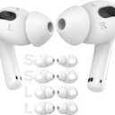 AhaStyle 4 Pairs AirPods 3 Ear Tips Silicone Earbuds Cover [Not Fit in The Charging Case] Compatible with Apple AirPods 3 2021 (2 Pair Large + 2 Pairs Small, White)