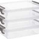 Citylife 3 PCS Plastic Storage Bins with Latching Lids Portable Project Case Clear File Box Stackable Storage Containers for Organizing B5 Paper, Photo, Document, Scrapbook