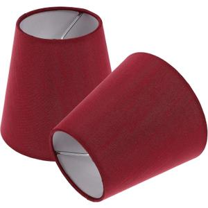 Kichvoe Small Clip on Lampshade, 2pcs Barrel Red Fabric Lamp Shades Clip On Bulb for Table Chandeliers Wall Floor Lamp Replacement