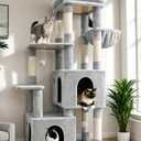 Globlazer Cat Tower for Indoor Cats, Heavy Duty Cat Trees for Large Cats Adult Big Cats Maine Coon Cat Tree Tower with Scratching Post, Extra Large Top Perch, Cat Condos, F61, Light Grey, 61inch